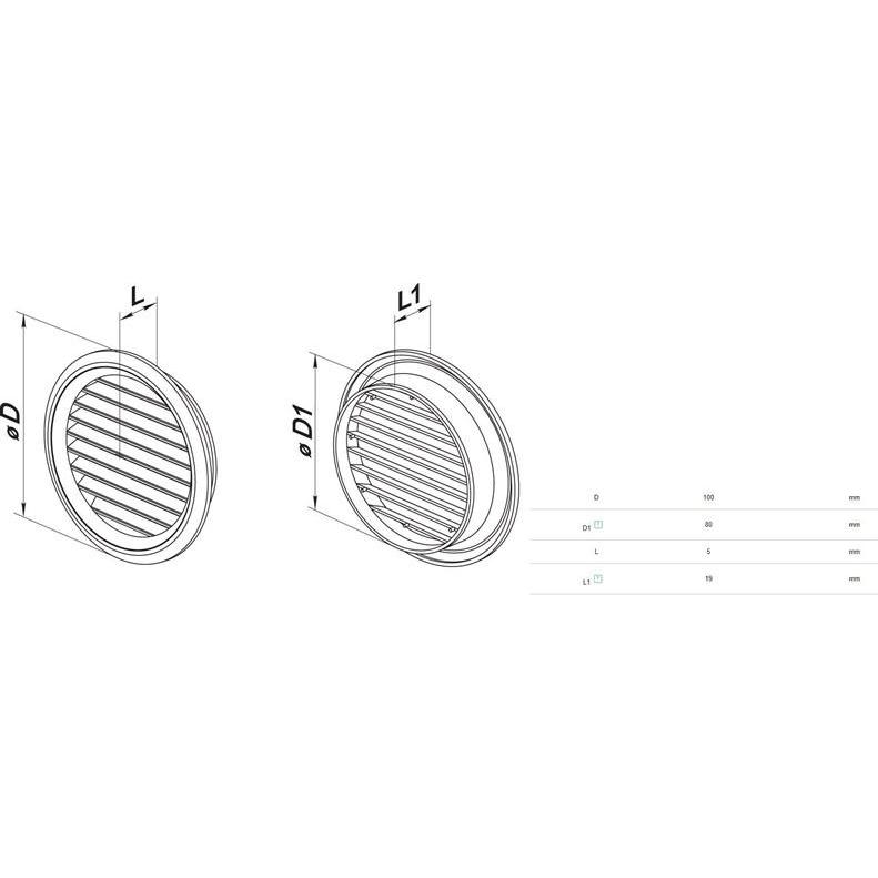 Thumbnail - Haushalt, Belüftungssystem, Round Grids Mv80bvs