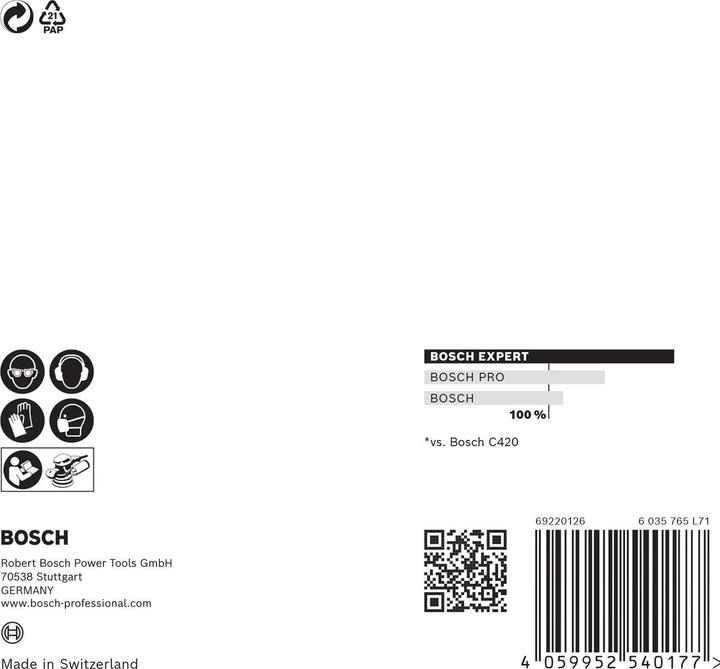 Image du produit Bosch Professional Zubehör EXPERT M480 Filet de ponçage pour ponceuse excentrique, 125 mm, G 400, 5 pièces (P400)