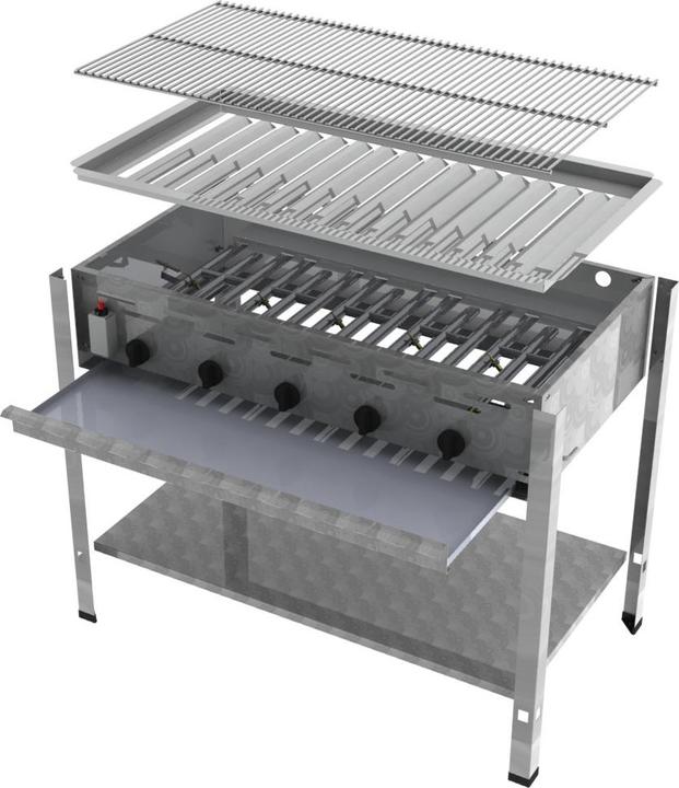Actual product image ChattenGlut 5-burner gas roaster with stainless steel grid (18 kW)