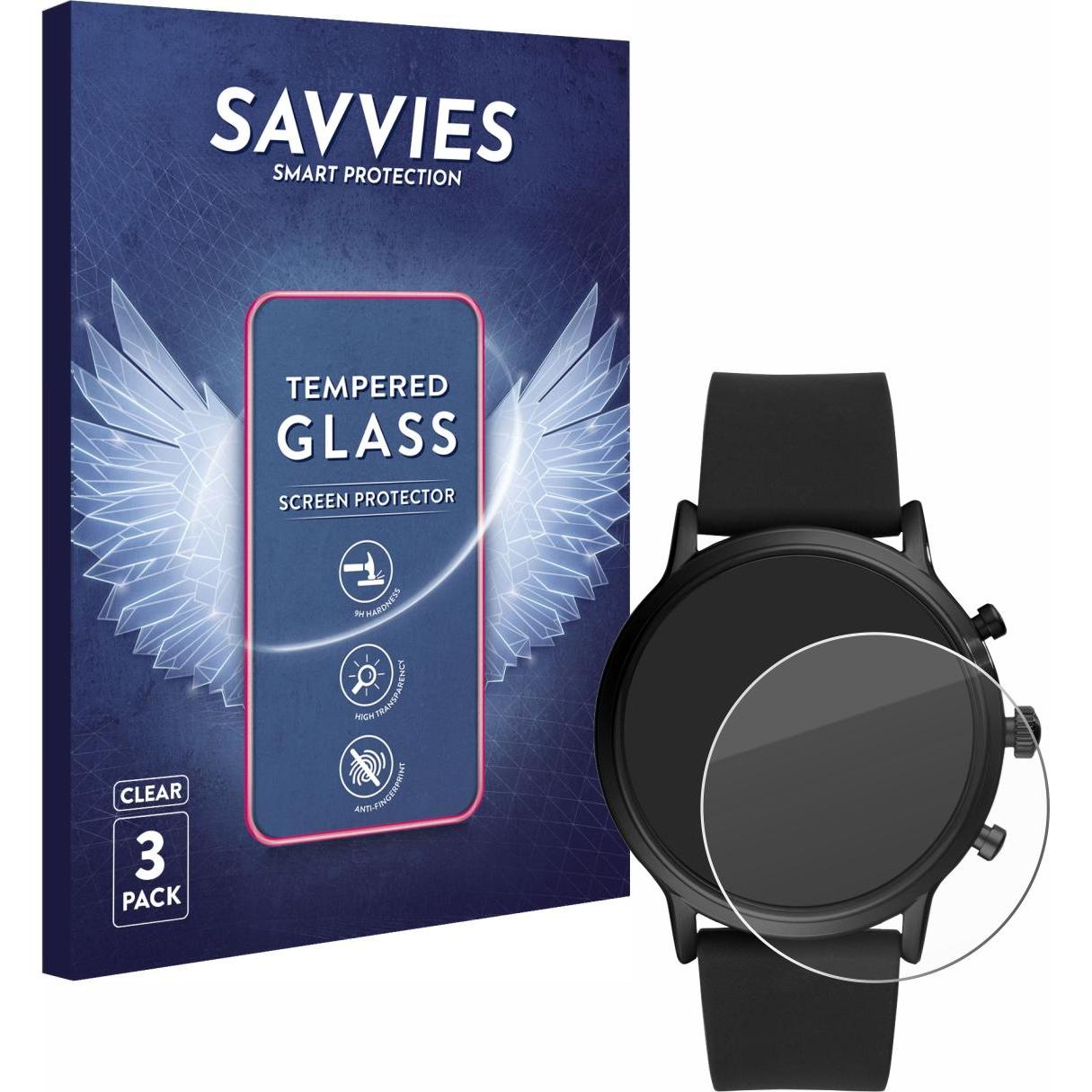 Savvies Panzerglas Hartglas Displayschutz, Smartwatch Schutzfolie, Transparent