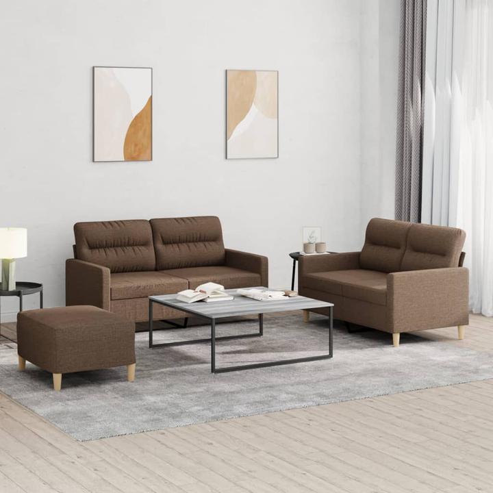 Actual product image VidaXL Sofa set Cushion Armchair Sofa Couch Design sofa 3-piece brown fabric (2 person sofa)