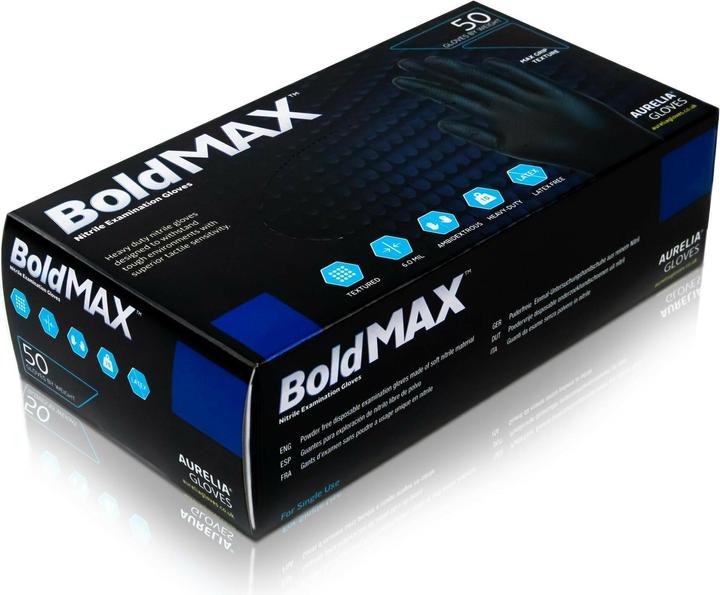 Produktbild Supermax Healthcare Einweghandschuh Max Grip Nitril, 50 Stück, XL, Schwarz (XL)