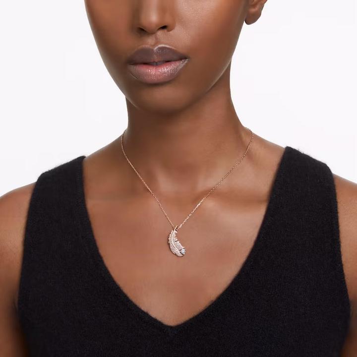 Actual product image Swarovski Nice Necklace Feather White Rose Gold (Swarovski Metal, 38 - 43 cm)