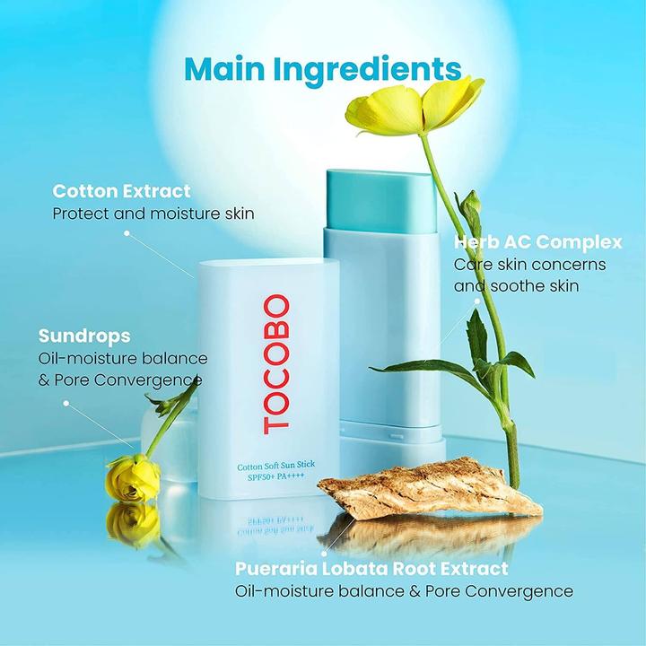 Actual product image Tocobo Cotton Soft Sun Stick (Sun cream face, SPF 50+, 19 g)