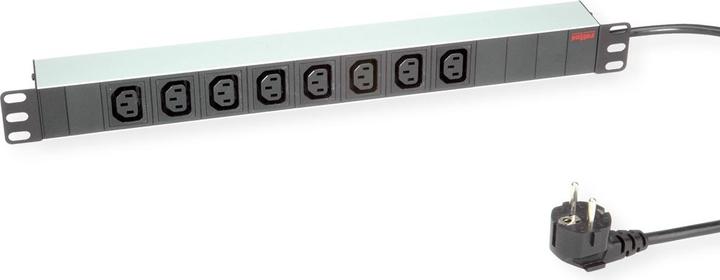 Roline 19/"-Steckdosenleiste 8fach C13 + Schutzkontakt-Stecker, Aluminium, 2,0 m