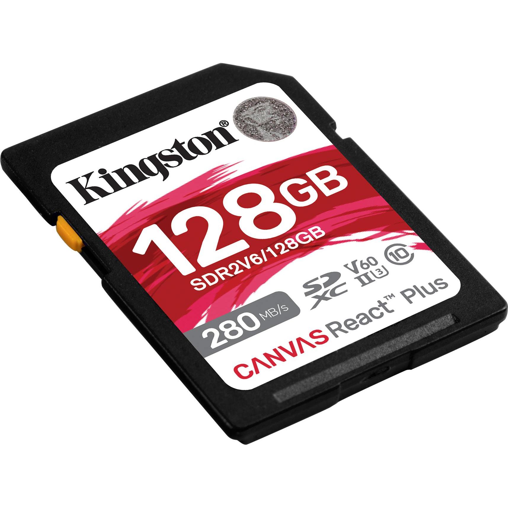 Thumbnail - Kingston Canvas React Plus (128 GB, SDXC, U3, UHS-II), Speicherkarte, Schwarz