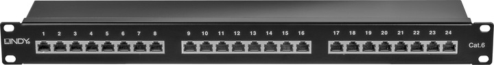 Actual product image Lindy Cat.6 Patchpanel 24p STP 1U, black