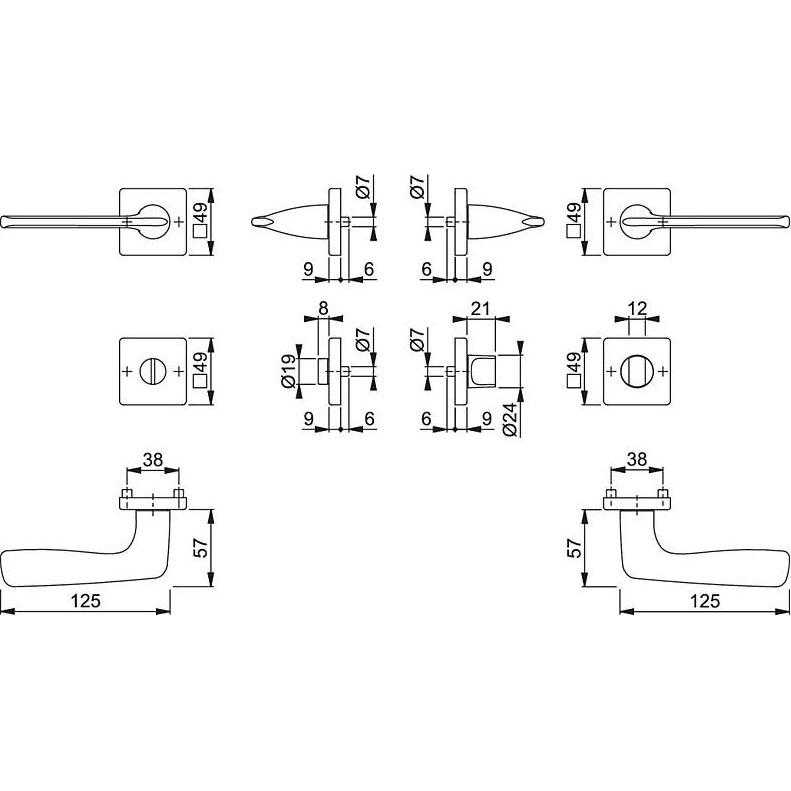 Thumbnail - Hoppe, Türgriff + Fenstergriff, Houston M1623/843KV/843KVS Badgarnitur WC (Türgarnitur)