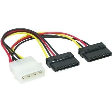 Exsys S-ATA Y-Stromkabel 1 x 4 Pin an 2 x 15 Pin, 15cm, Interne Kabel (PC)