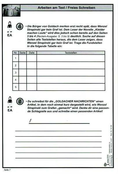 Nährwerte und Zutaten Kleider machen Leute / Literaturseiten (Deutsch, Uwe Schwesig, 2005)