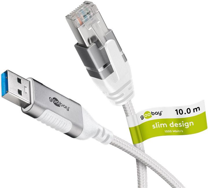 Produktbild Goobay Ethernet-Kabel USB-A 3.0 auf RJ45, Slim, 10 m (USB 3.0)