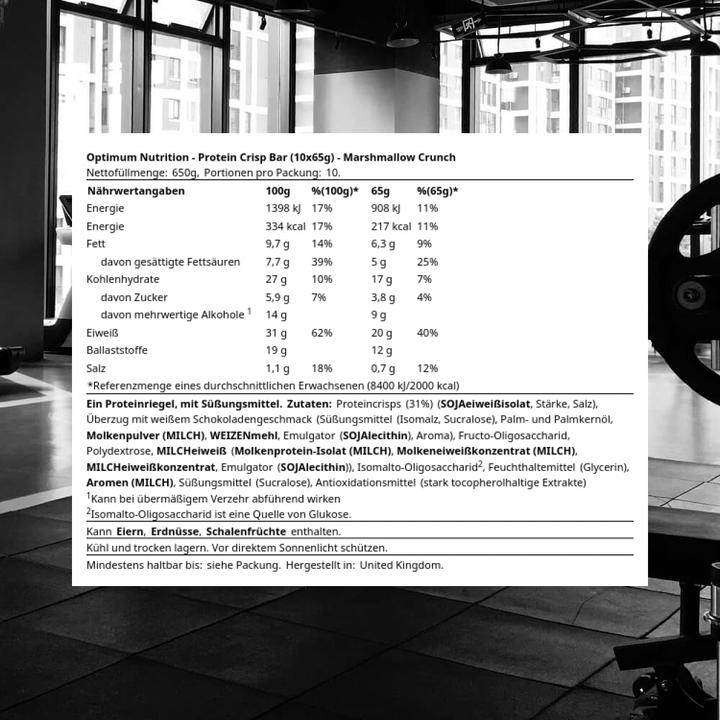 Produktbild Optimum Nutrition Crunch Bar (10 x 65G) (1 Stk., 650 g)