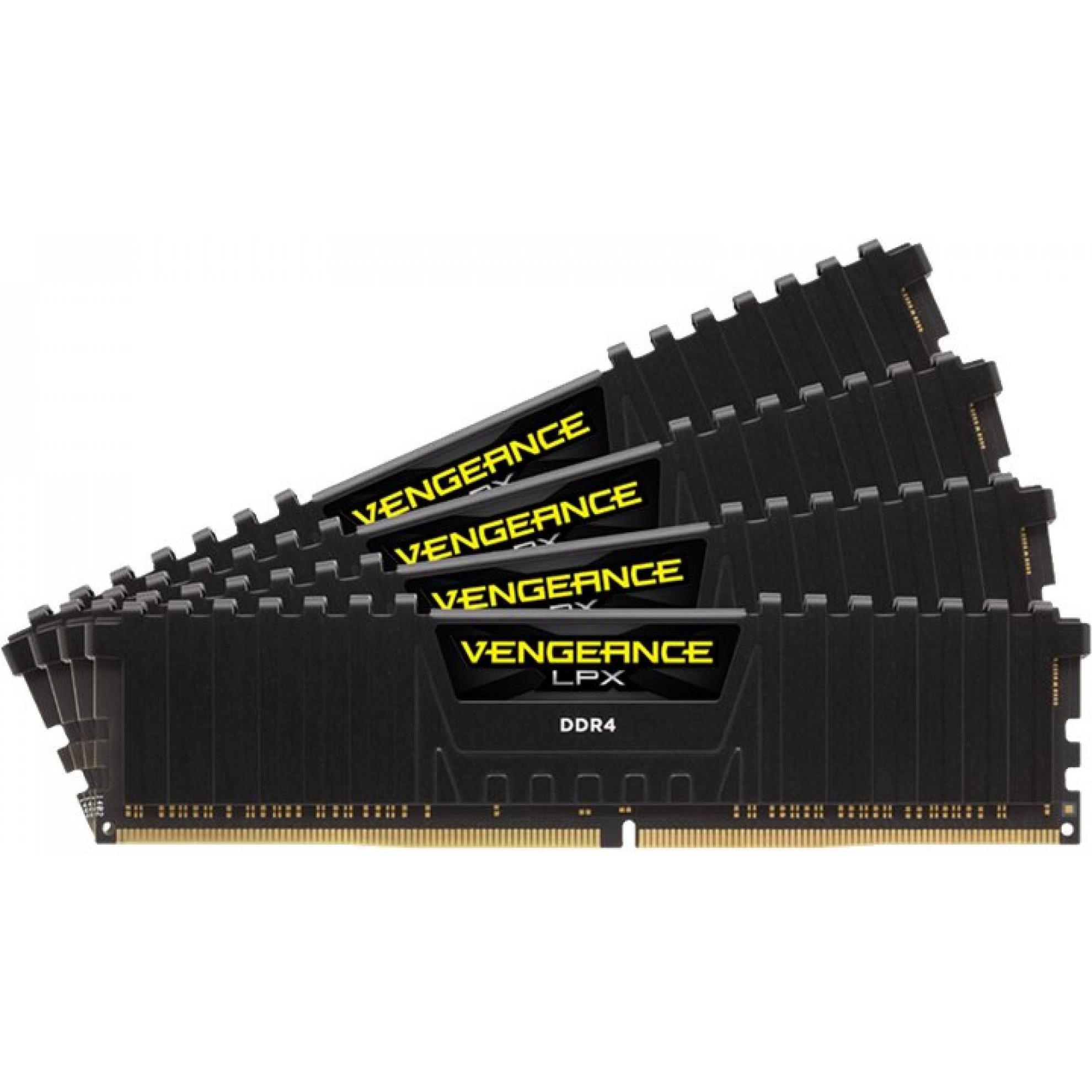 Corsair Vengeance LPX (4 x 16GB, 3200 MHz, DDR4-RAM, DIMM), RAM, Schwarz