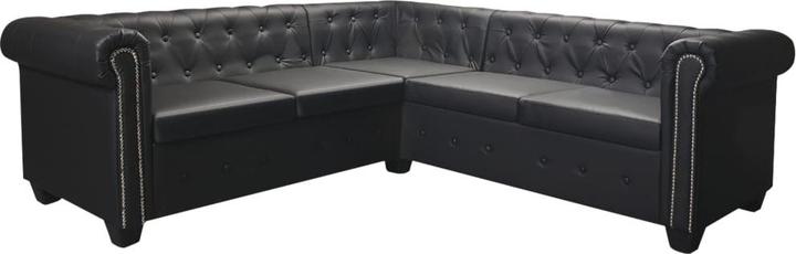 Produktbild vidaXL Chesterfield-Ecksofa 5-Sitzer Schwarz Kunstleder (Ecksofa)