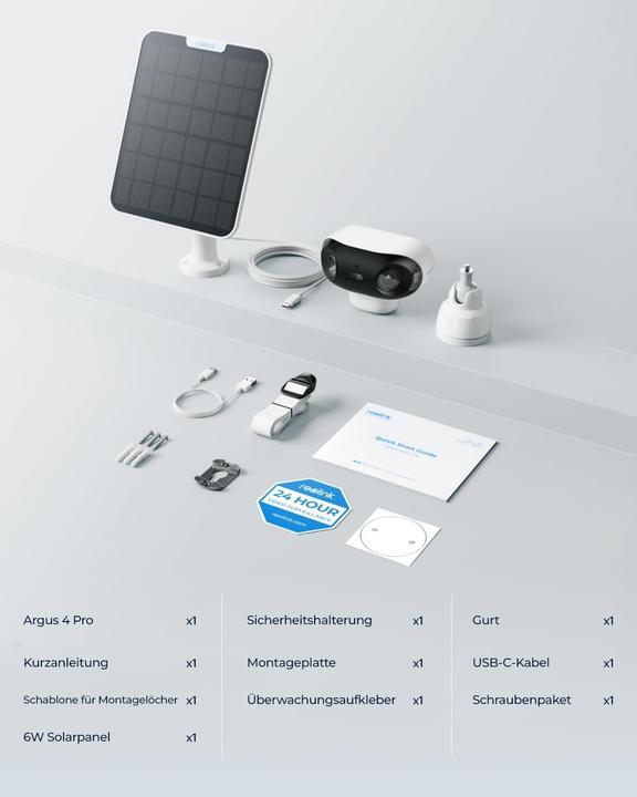 Image du produit Reolink 4K Solar Security Camera with Color Night Vision, 180° View, Wi-Fi 6, Person/Vehicle/Pet Detection (3840 x 2160 pixels)