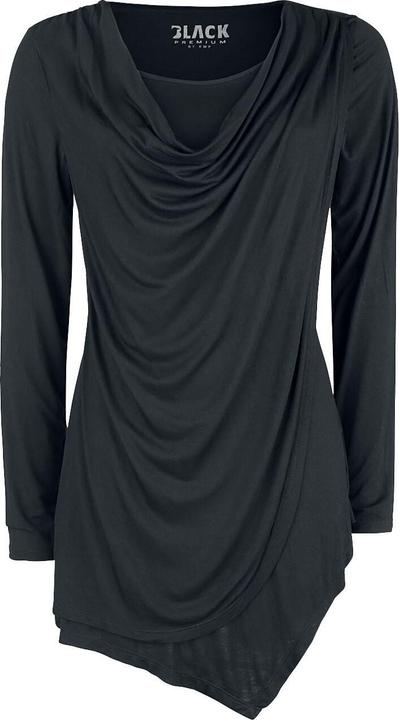 Produktbild Black Premium Schwarzes Langarmshirt mit Wasserfallausschnitt (4XL)