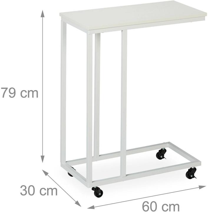 Produktbild Relaxdays Beistelltisch in C-Form mit Rollen (60 x 30 x 79 cm)