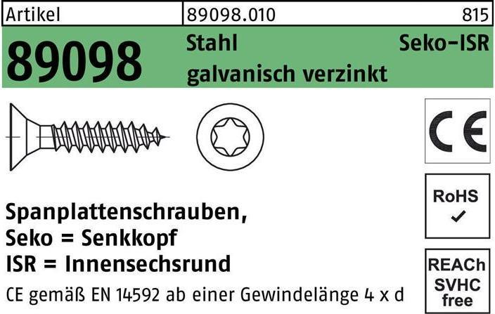 Actual product image Chipboard screw R 89098 SEKO hexagon socket VG 3.5 x 35 -T15 Galvanised steel (1000 Screws per piece)