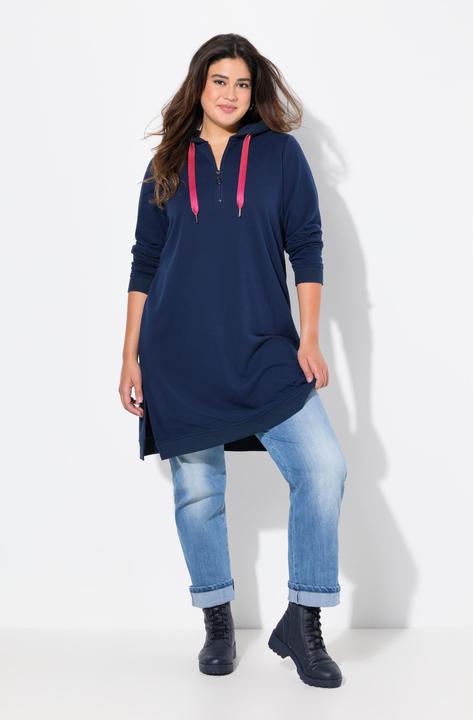 Image du produit Ulla Popken Robe sweat-shirt à capuche et manches longues, texture gaufrée (42, 44)