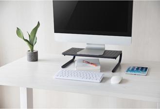 Produktbild Powerton Monitorständer, Tastaturplatz, schwarz, Metall