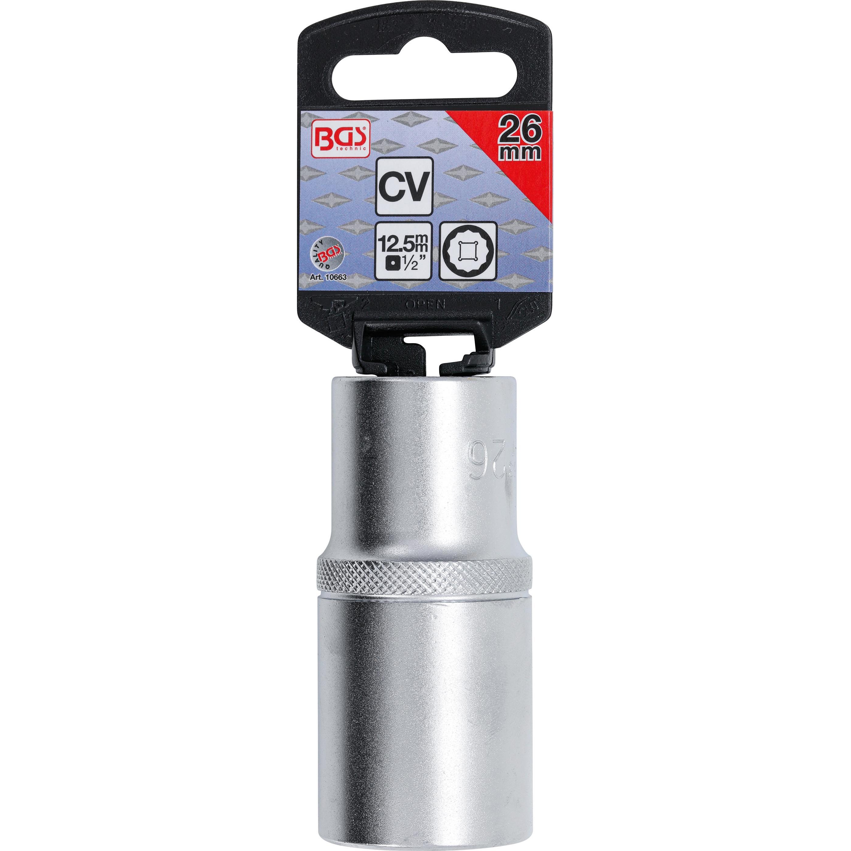Thumbnail - BGS, Steckschlüssel + Stecknuss, Steckschlüssel-Einsatz Zwölfkant, tief Antrieb Innenvierkant 12,5 mm (1/2") SW 26 mm (2...