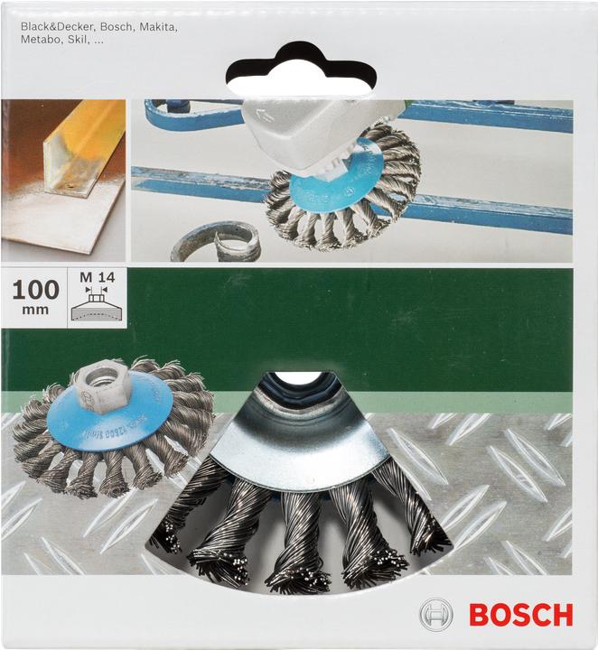 Produktbild Bosch Zubehör Kegelbürste für Winkelschleifer und Geradschleifer – gezopfter Draht, 100 mm