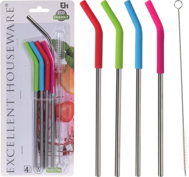 Immagine prodotto Excellent Houseware Cannucce in metallo con silicone, set da 4 (4 x)