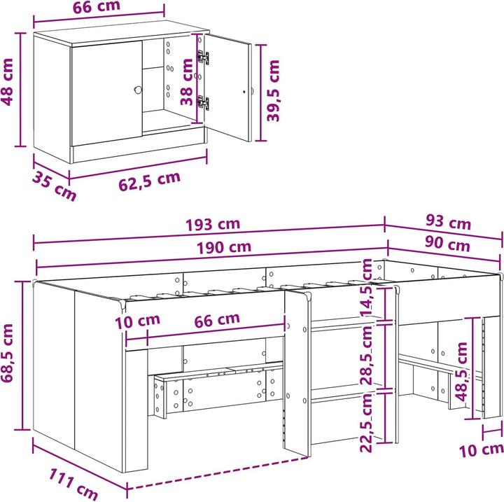 Produktbild vidaXL Loft Bett (90 x 190 cm)
