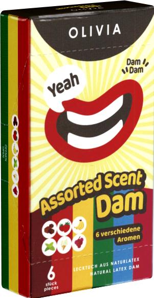 Olivia «Assorted Scents» Lecktücher – 6 Stück, Naturkautschuklatex, aromatisiert, 25 x 15 cm (6 Stk.)