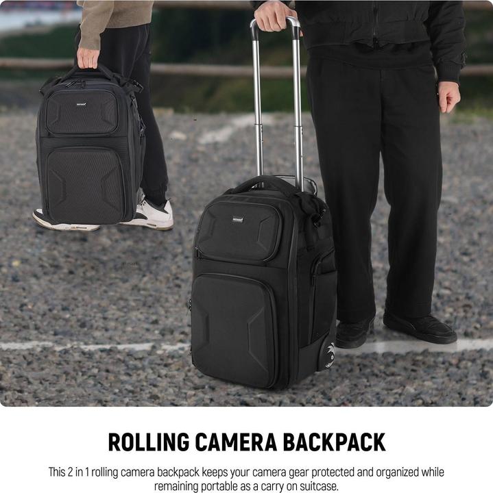 Actual product image Neewer 2-in-1 Pull Bar Rolling Camera Backpack (Photo backpack, 46.40 l)