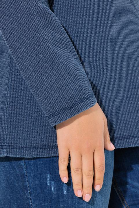 Image du produit Ulla Popken Sweat-shirt col montant et manches longues, piqué texture gaufrée (50, 52)