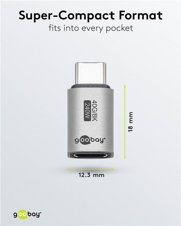 Actual product image Goobay USB-C adapter straight, USB4 (USB-C, USB-C)