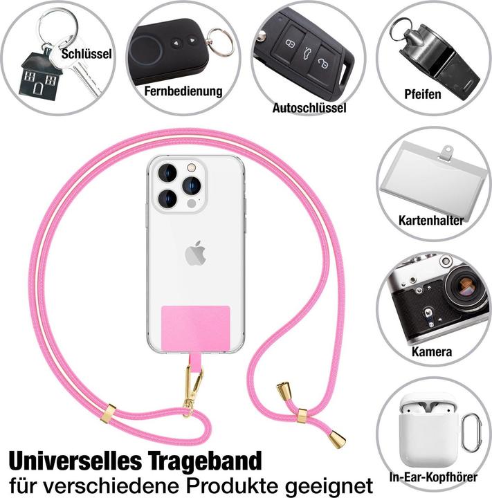 Actual product image Nalia Handyband + Pad für Hülle zum Umhängen, Karabinerhaken Anhänger aus Metall (gold)