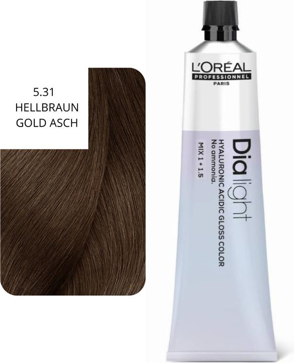 Image du produit L'Oréal Professionnel L'Oral Professionnel Dialight 531 Light Brown Gold Ash 60ml Hair Color (5.31 Frêne d'or brun clair)