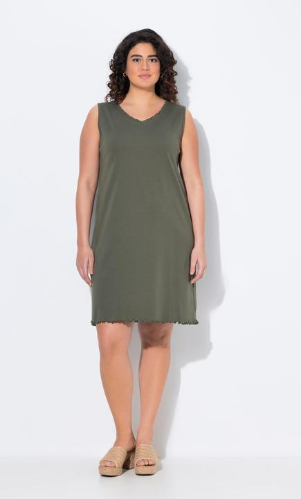 Actual product image Ulla Popken Lettuce Edge V-Neck Knit Tank Tunic Dress (46, 48)