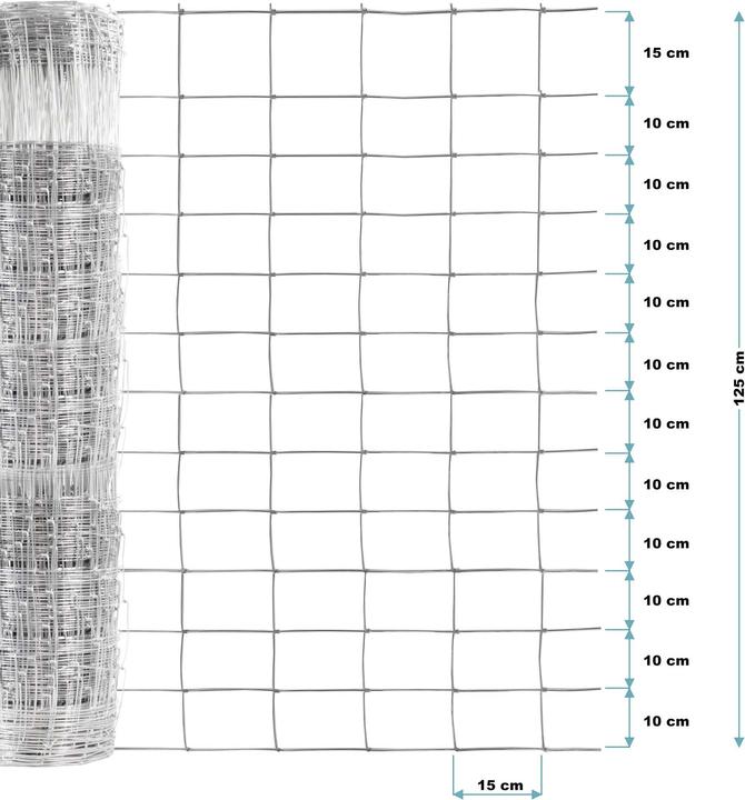 Produktbild Wiltec Wildzaun Weidezaun 50m lang 125/13/15 Drahtzaun Knotengeflecht Forstzaun