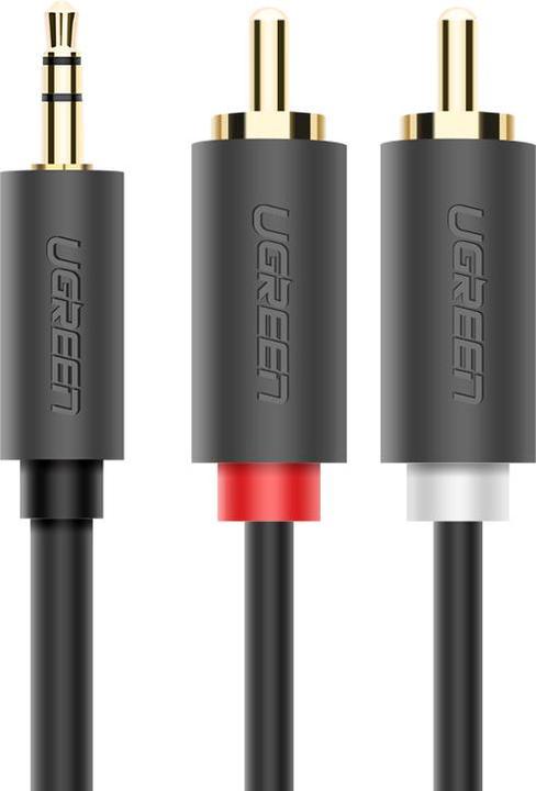 Image du produit Ugreen AV102 2x RCA jack 3.5 mm 1.5m (noir) (1.50 m, Câble AUX, Câbles Cinch)
