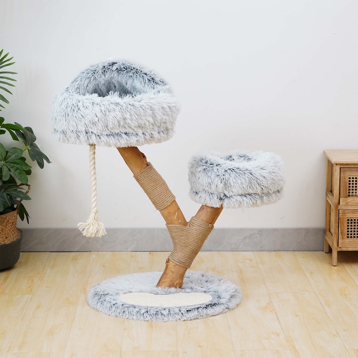 Produktbild Fudajo Designer-Kratzbaum (80 cm, Creme, Grau)