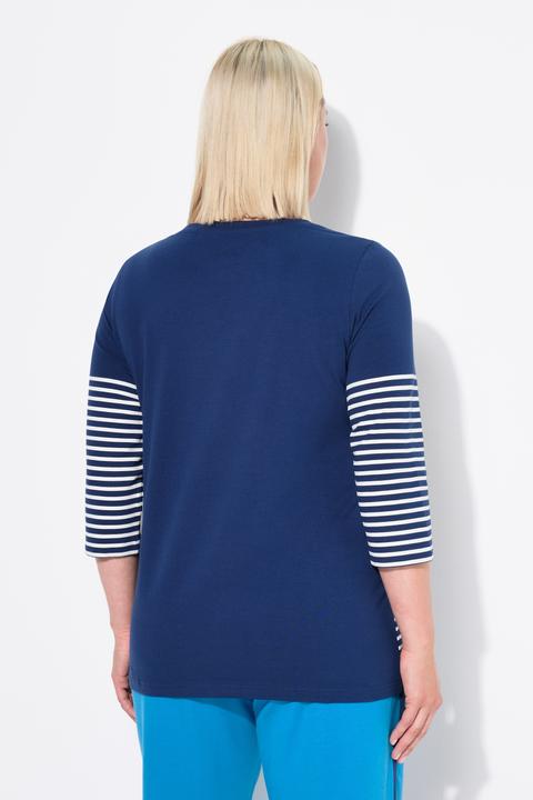 Produktbild Ulla Popken Shirt, Ringel, Papierboot, U-Boot-Ausschnitt, 3/4-Arm (42, 44)