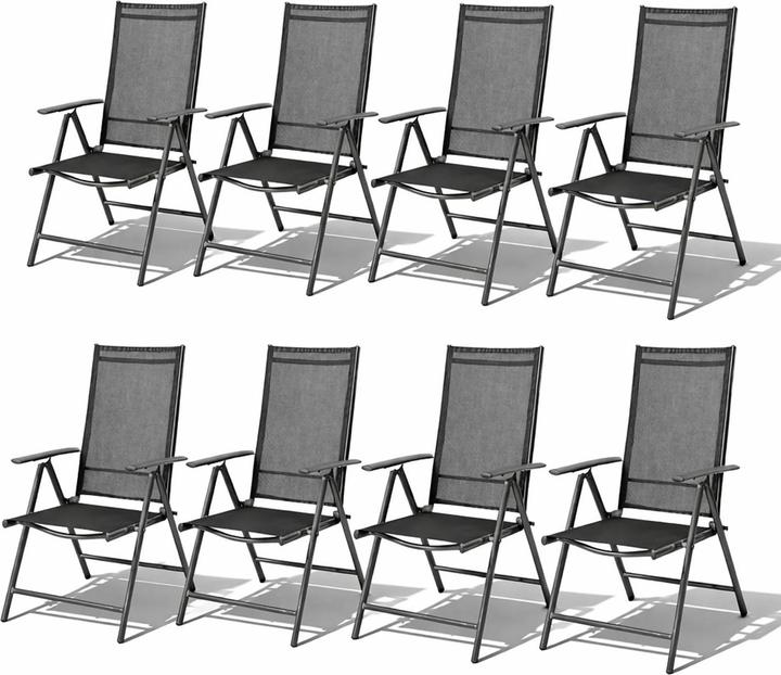Produktbild Mojawo 8 Stk. Garten Klappstuhl Aluminium - Textilen Anthrazit / Anthrazit