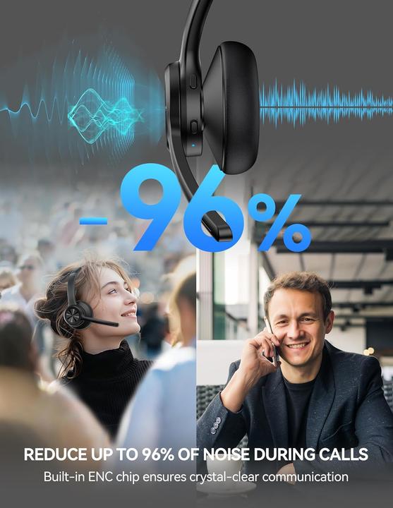 Immagine prodotto Tecknet Bluetooth-Headset mit Mikrofon und Noise Cancelling (Senza fili, USB-C)