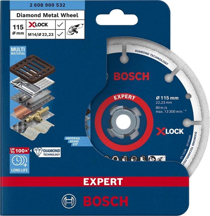 Actual product image Bosch Professional Zubehör Cutting and grinding disc Diamond cutting disc X LOCK Best for Metal 115 x 22.23 mm diameter 1 pc.