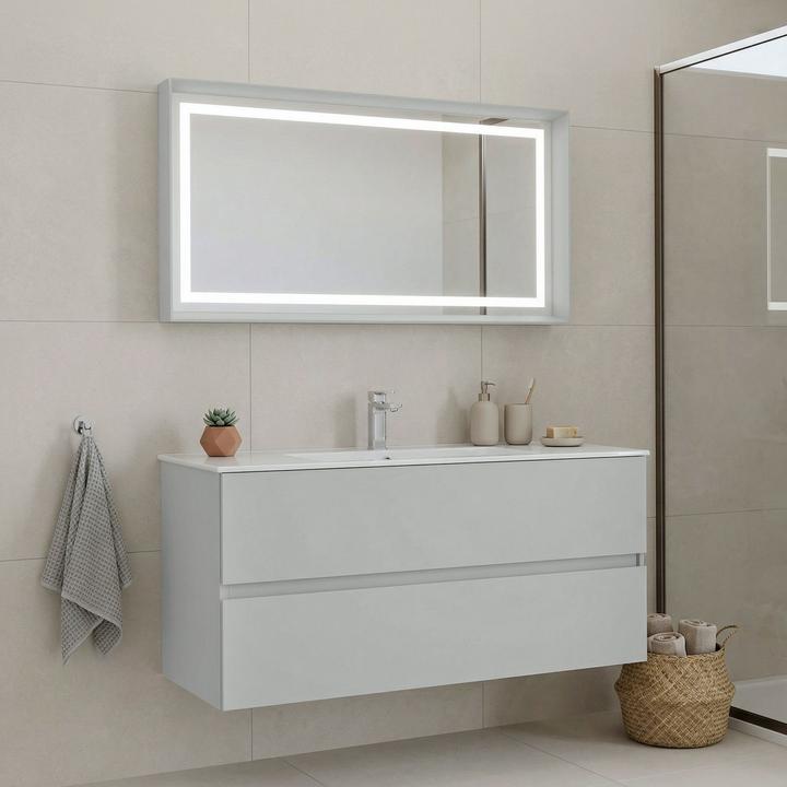 Actual product image Homitis Nest 121 v2 Bathroom Cabinet With Sink & Mirror Set (2 Pieces)