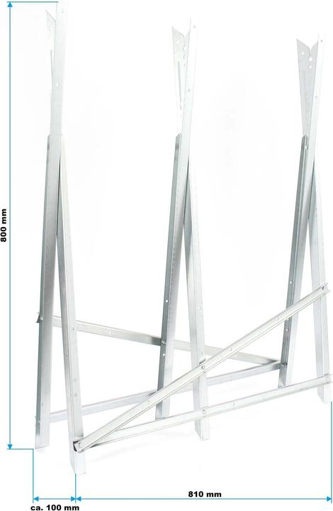Image du produit Wiltec XPOtool Chevalet de scie pliable 3 porte-bûches galvanisé Chevalet de scie à bois Aide au sciage (80 cm, 81 cm)