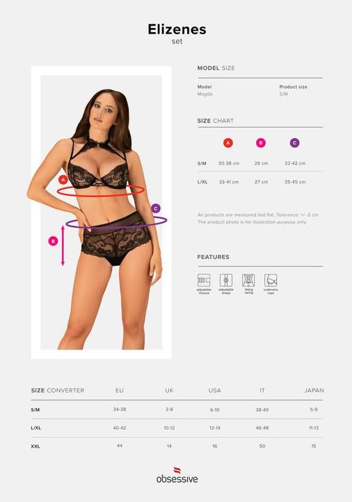 Actual product image Obsessive Elizenes 2 Stück Spitze BH Set mit Neckholder Schwarz (S, M)