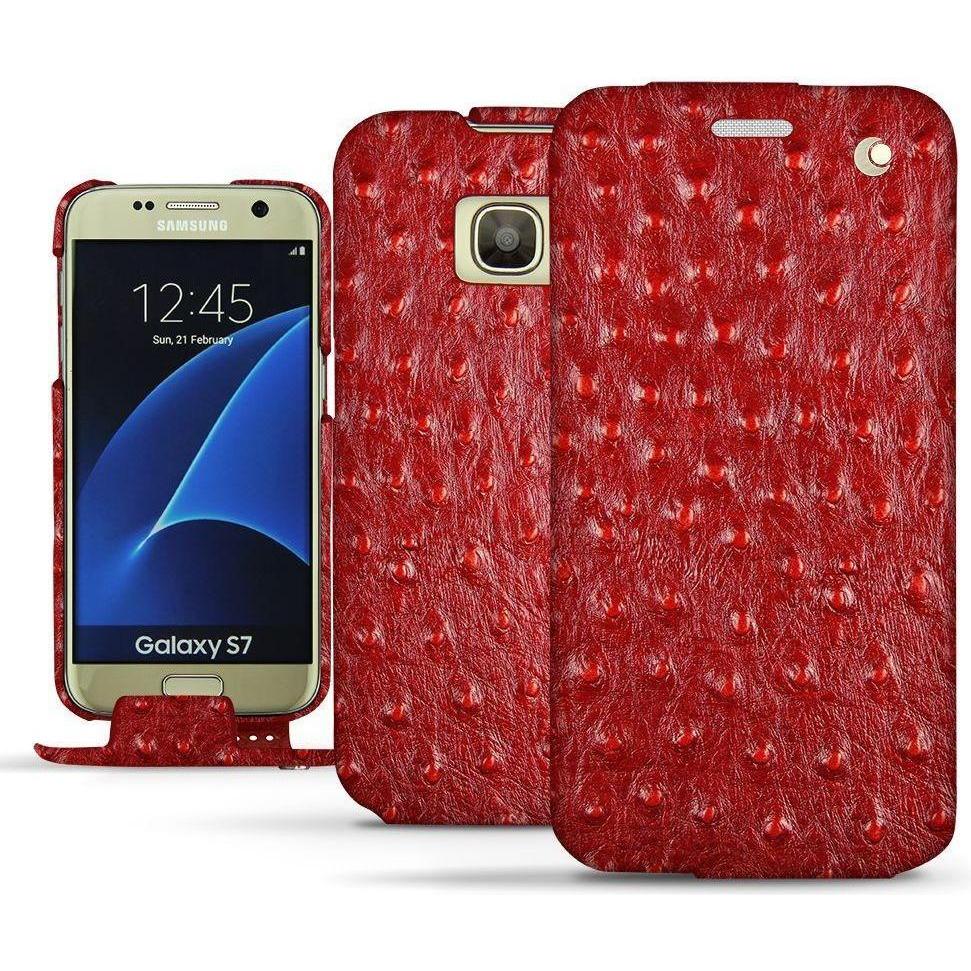 Noreve Lederschutzhülle vertikal (Samsung Galaxy S7), Smartphone Hülle, Rot
