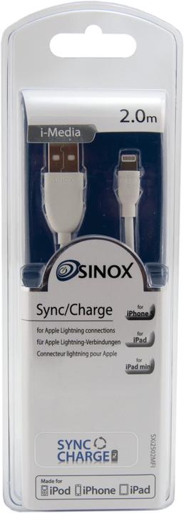 Immagine prodotto Sinox Cavo iMedia Lightning con chip originale Apple™. 2m. Hvid (2 m, USB 2.0)