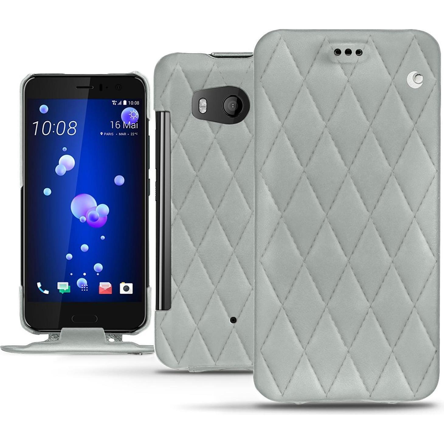 Noreve Lederschutzhülle vertikal (HTC U11), Smartphone Hülle, Grau