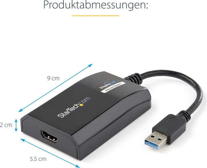 Produktbild StarTech USB 3.0 To HDMI Video Adapter (HDMI, 9 cm)