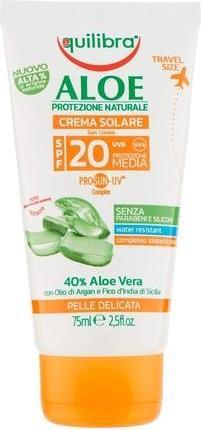 Actual product image Equilibra Aloe Sun Cream SPF20 Medium Travel Size 75ml (Suntan cream, SPF 20, 75 ml)